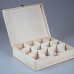 Wooden 12 Compartments Tea Bags Storage Treasure Box