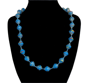 Handmade vintage bead necklace blue