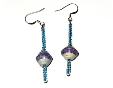 Handmade Vivacious White and Purple Earrings