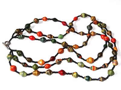 Multi-coloured Unique Handmade Paper bead recycled Necklace