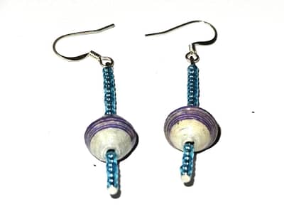 Handmade Vivacious White and Purple Earrings