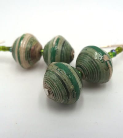 Handmade Green Bead Earrings