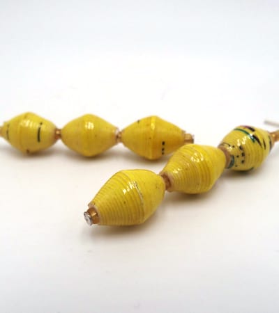 Handmade Yellow Beaded Earrings
