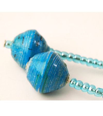 Handmade Blue Design Bead Earrings