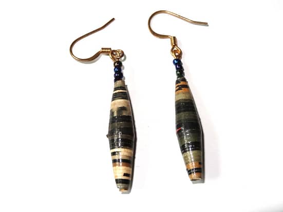 Grey Unique Handmade Paperbead recycled Earring